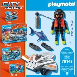 PLAYMOBIL 70145 City Action Seenot: Tauchscooter Im Rettungseinsatz, Konstruktionsspielzeug -Trendiger Spielzeugladen PLAYMOBIL 70145 City Action Seenot Tauchscooter im Rettungseinsatz Konstruktionsspielzeug@@1685385 3
